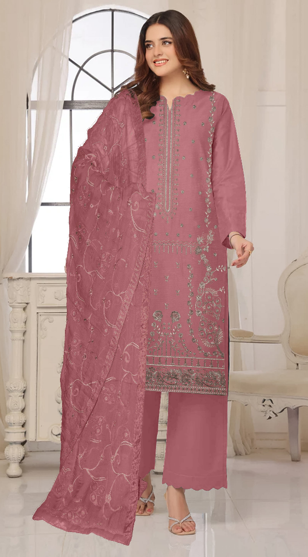 ✨ Luxury Viscose Bana Doria Embroidered 3-Piece Suit – DZ-12 ✨