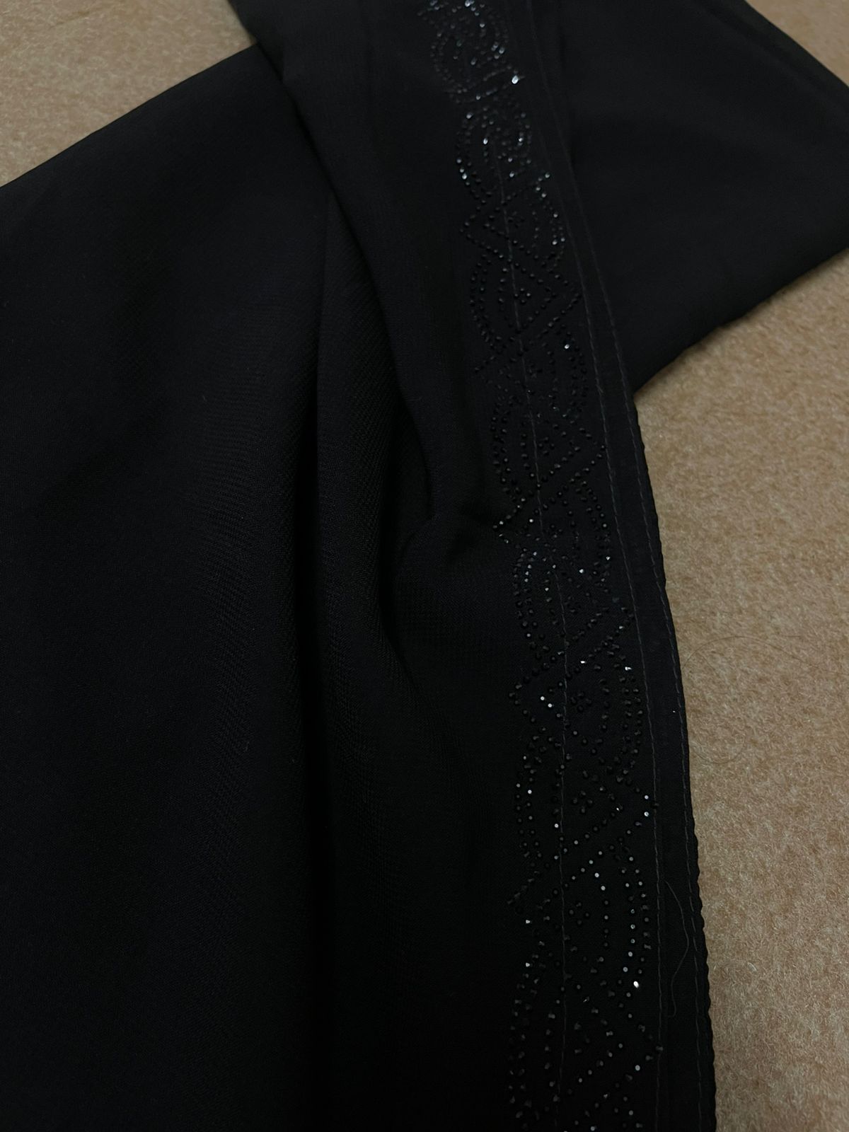 DZ-08 Black Chiffon Shawl with Stone