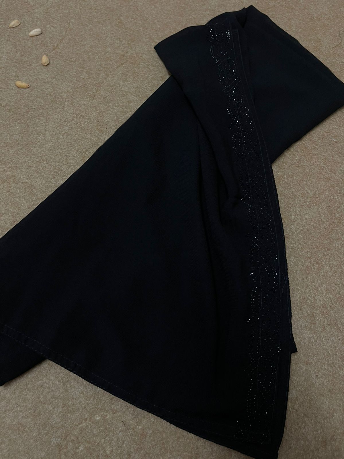 DZ-08 Black Chiffon Shawl with Stone