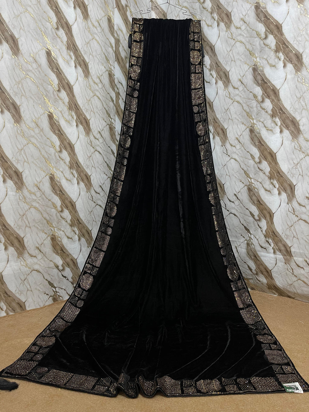 DZ-11 Black Valvet shawl with Glamorous Stone Work