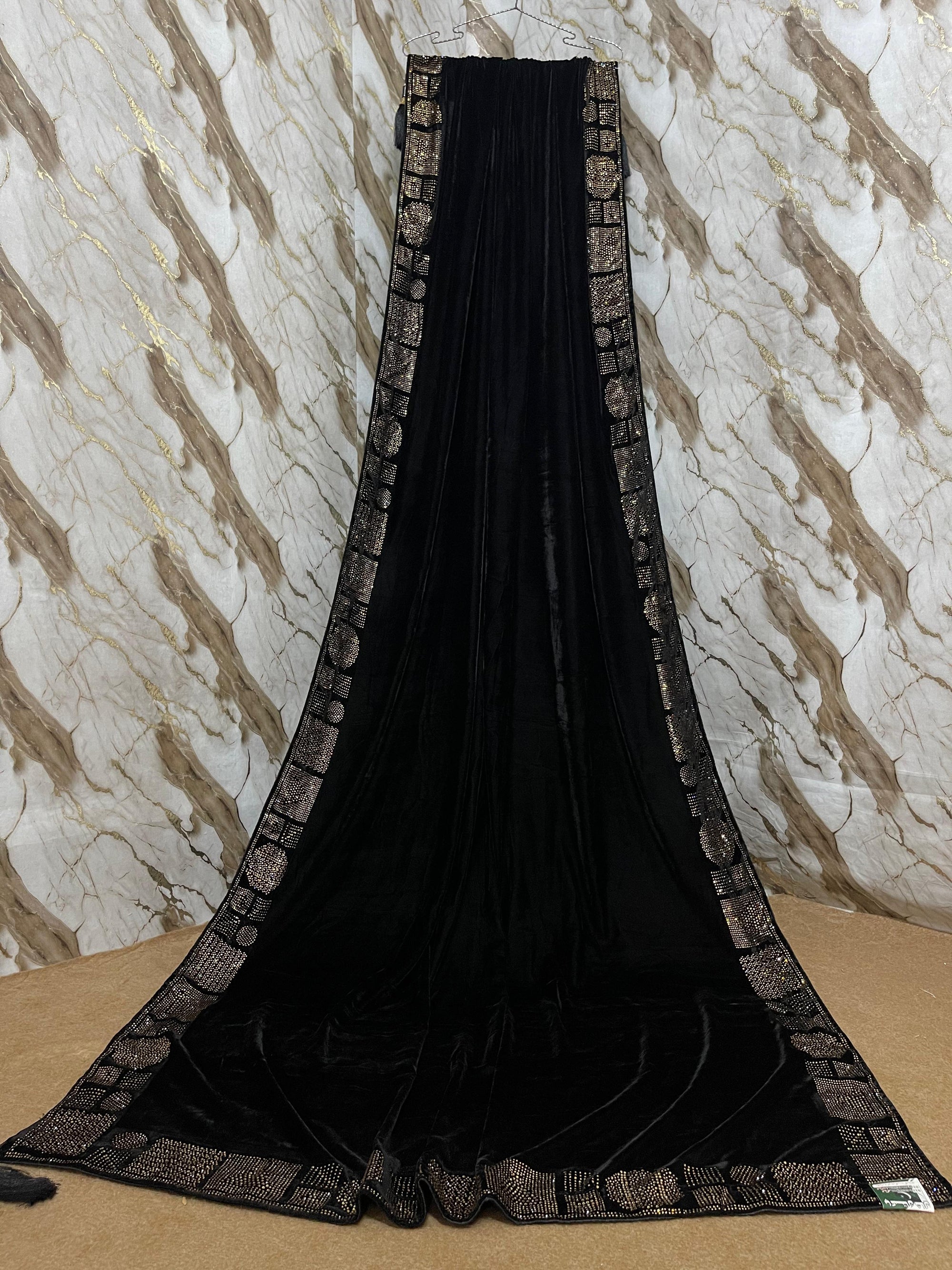 DZ-11 Black Valvet shawl with Glamorous Stone Work