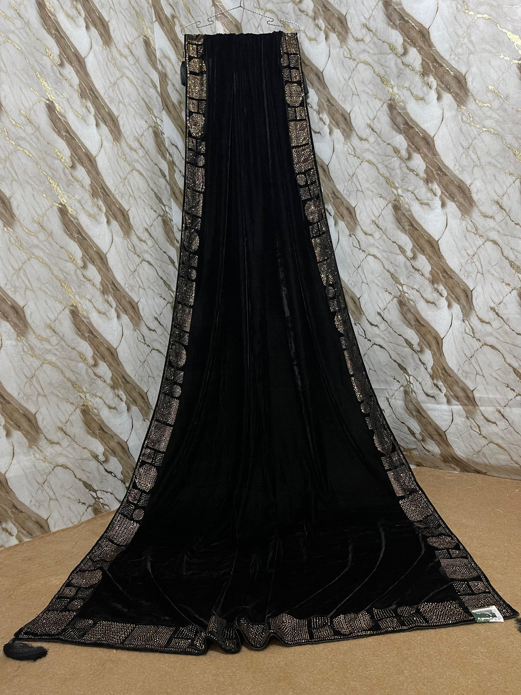 DZ-11 Black Valvet shawl with Glamorous Stone Work