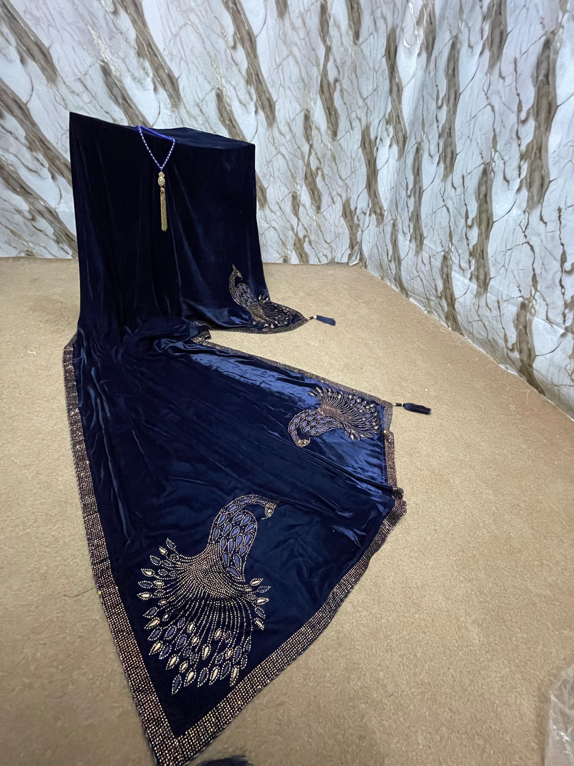 DZ-12 Luxury Valvet shawl with Glamorous Stone Work