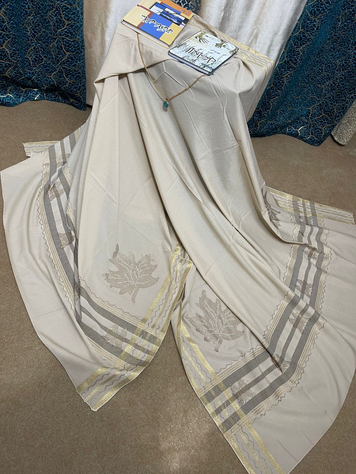 DZ-01 Swiss  Shawl with Stone Detailing