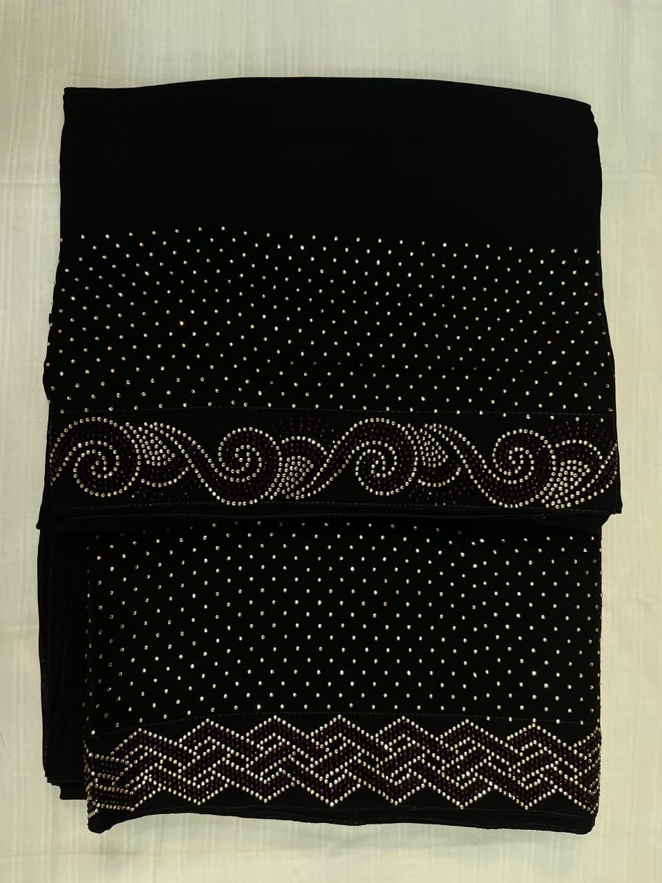 DZ-06 Black chiffon shawl with Stones