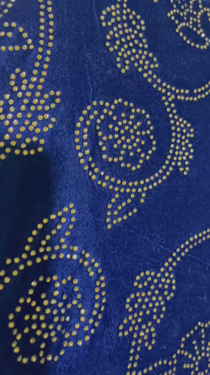 DZ Royal Blue Valvet shawl with Glamorous Stone Work