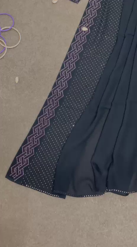 DZ-05 Black chiffon shawl with Stones